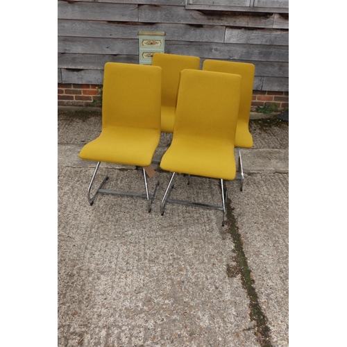 576 - A set of four chairs 1970s Milo Baughman for Kouvacs & Mode, upholstered in old gold worsted woo... 