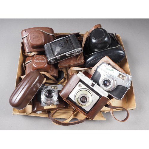 163 - A Zorki-4 rangefinder camera with Jupiter 50mm f2 lens, in ever-ready case, an Exacta VX1000 SLR cam... 