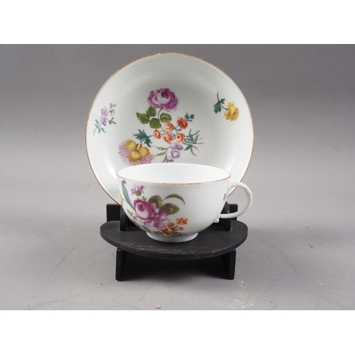 19 - A 19th century Meissen cabinet cup and saucer with floral sprays, cup 3 1/4