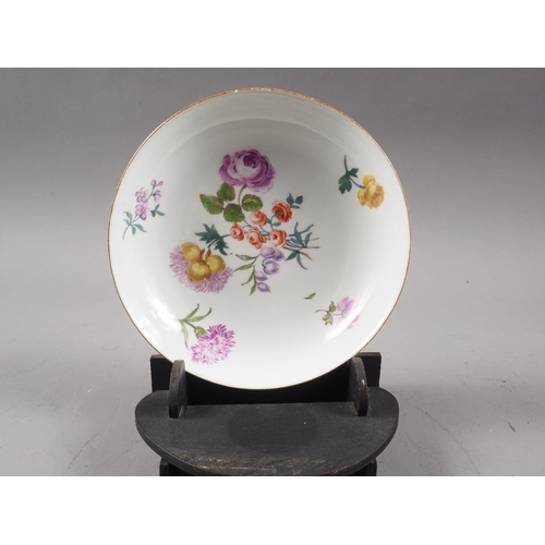 19 - A 19th century Meissen cabinet cup and saucer with floral sprays, cup 3 1/4