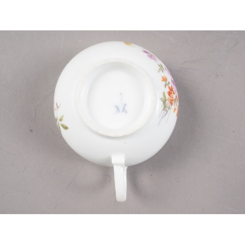 19 - A 19th century Meissen cabinet cup and saucer with floral sprays, cup 3 1/4