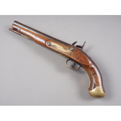 216 - An 18th century Naval flintlock pistol, 9