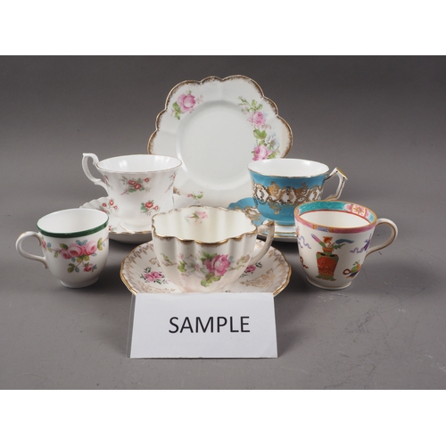 36 - An Aynsley 1215 pattern teacup and saucer, a pair of Royal Worcester coffee cups, various Royal Crow... 