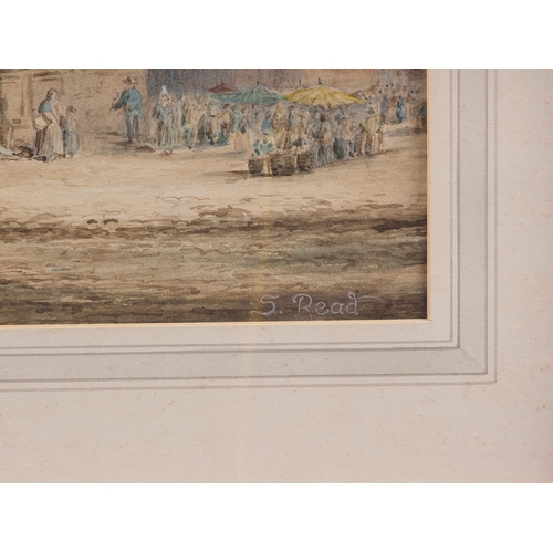 456 - S Read: a 19th century watercolour after Samuel Prout, view of a Gothic cathedral, 16