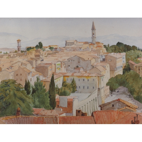 460 - Arthur Bell RWA: watercolours, view of Perugia, 9 1/4