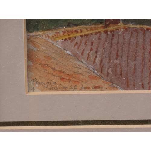 460 - Arthur Bell RWA: watercolours, view of Perugia, 9 1/4