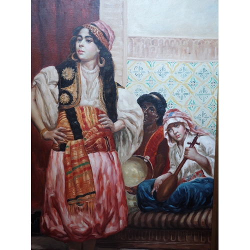 480 - Robert Driscoll: after Francesco Coleman oil on canvas, study of an Arab girl singing, 35 1/2