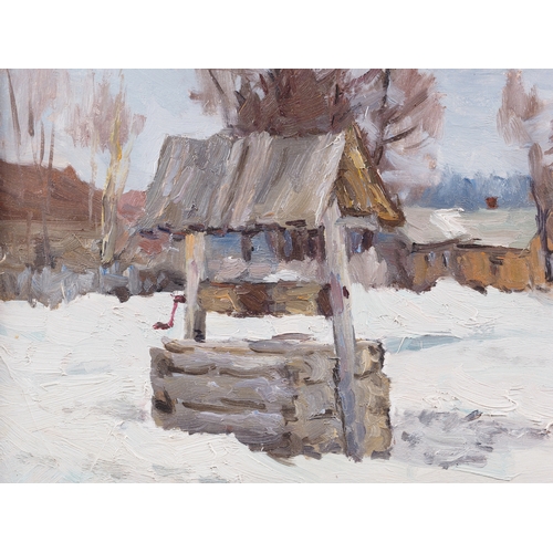 482 - Kudryavtsev B S Konoyer, 1962: oil on board, winter scene, 9 1/2