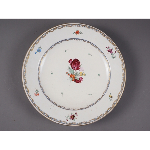 5 - A late 18th century Vienna dish with floral spray decoration, 12 1/2