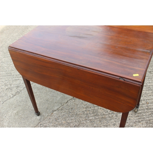 513 - A 19th century mahogany Pembroke table, fitted one drawer, on square taper supports, 32