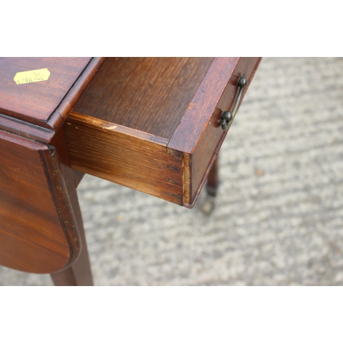 513 - A 19th century mahogany Pembroke table, fitted one drawer, on square taper supports, 32