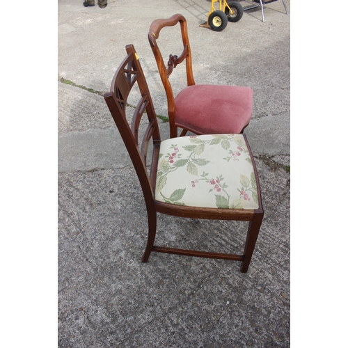 601 - An Edwardian mahogany and inlaid side chair, a cameo back side chair and a Victorian walnut side cha... 