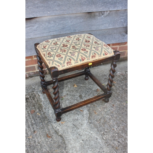 639 - An oak side chair with string seat, a side chair and a stool