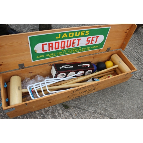 693 - A Jaques croquet set, in case