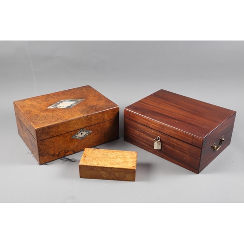 212 - A 19th century mahogany writing box with part fitted interior, 12