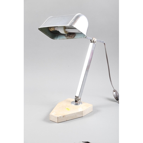 313 - A 1960s chrome adjustable table lamp, on marble base, 18