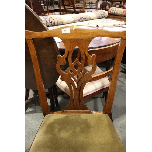 543 - Two 18th century provincial fruitwood, ash and mahogany side chairs with drop-in seats, on moulded s... 