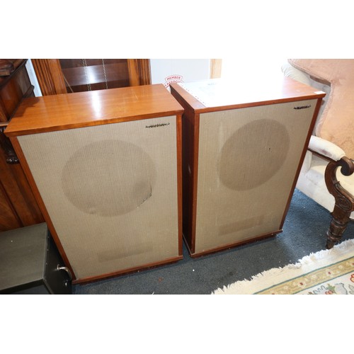 291 - A pair of Tannoy Lancaster freestanding 15F speakers, in sapele cabinets