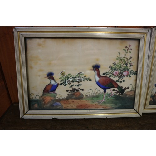 464 - A pair of Chinese watercolours, birds in a landscape, 6