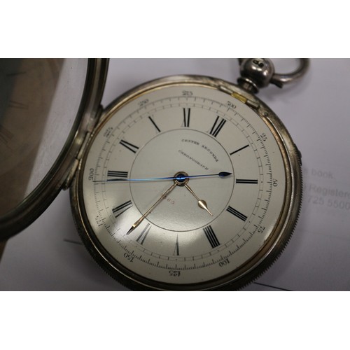 373 - A Victorian silver cased centre seconds chronometer with white enamel dial and Roman numerals