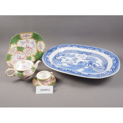 40 - A Minton bone china Phoenix decorated part teaset, a Willow pattern goose dish, 21