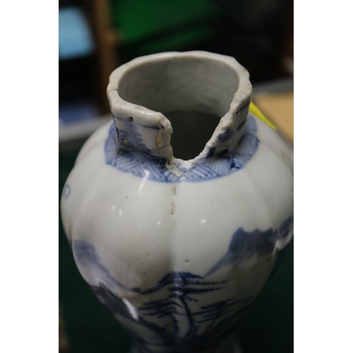 61 - A Chinese porcelain blue and white cylinder vase, 10