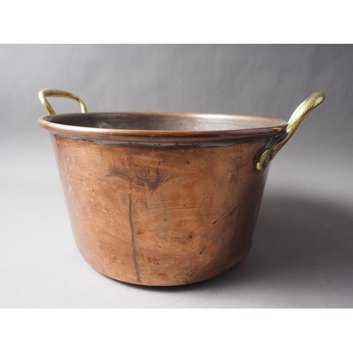 102 - A copper two-handled preserve pan, 13