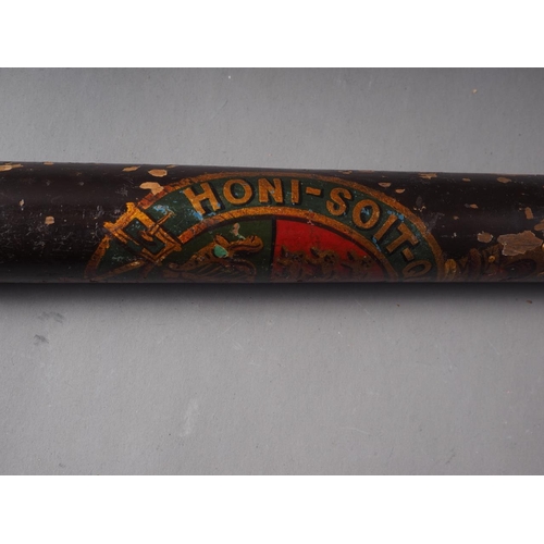 112 - A Victorian turned hardwood truncheon with coat of arms decoration, 28 3/8