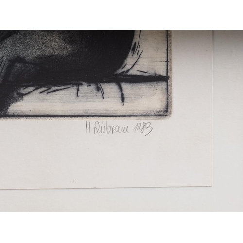 317 - H Dubrau, 1983: a signed limited edition etching, three violin players, in strip frame