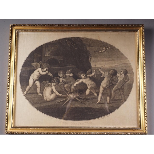 318 - After Bartolozzi: a 19th century engraving on silk, 