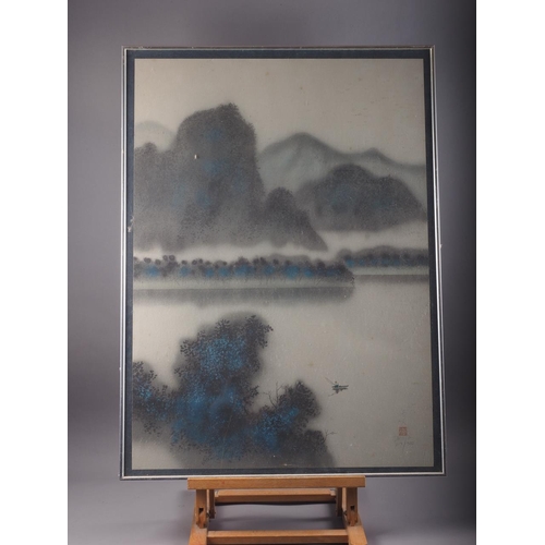 334 - David Ha: a pair of signed limited edition screen prints, landscapes, in silvered frames