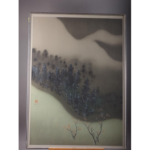 334 - David Ha: a pair of signed limited edition screen prints, landscapes, in silvered frames