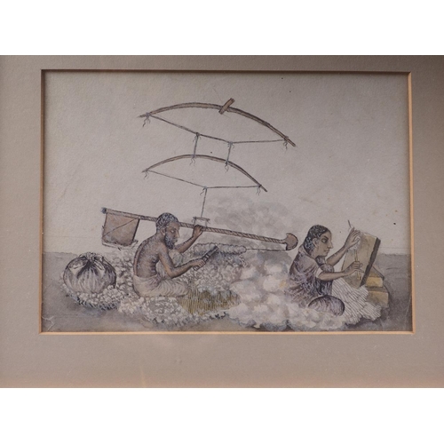 349 - 19th century Indian school: watercolours, wool workers, 6