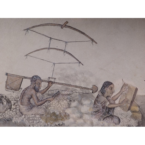 349 - 19th century Indian school: watercolours, wool workers, 6