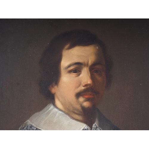 391 - An oil on canvas portrait of a 17th century Dutch merchant with lace collar, 25 1/2