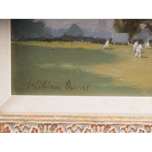 394 - William Burns: oil on board, village cricket, 7 1/2