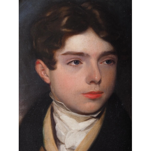 401 - G W Pegler: early 19th century oil on canvas, portrait of a young man, 23 1/2