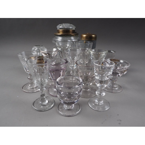 42 - A quantity of 19th century and later penny licks, including liqueurs and ports, and four inkwells, v... 