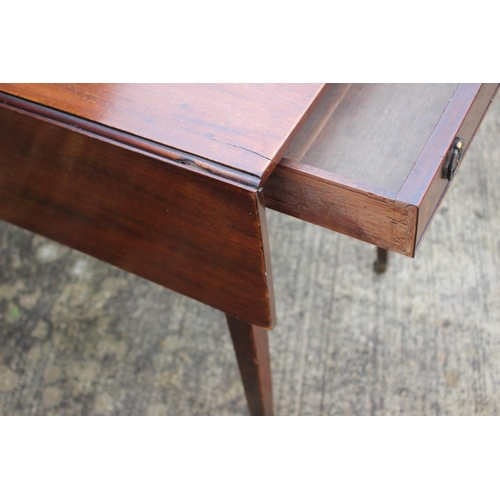 433 - A 19th century mahogany Pembroke table, fitted one drawer, on square taper supports, 31