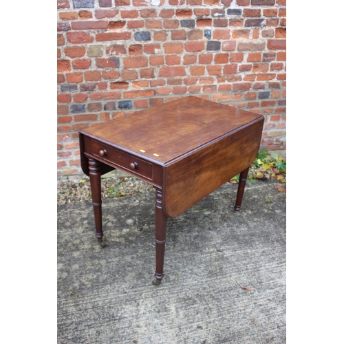 434 - A 19th century mahogany Pembroke table, fitted one drawer, on turned supports, 35 1/2