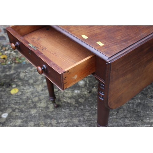 434 - A 19th century mahogany Pembroke table, fitted one drawer, on turned supports, 35 1/2