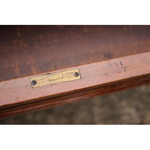 510 - An Edwardian walnut writing table with tooled lined top, fitted one drawer, on square taper supports... 