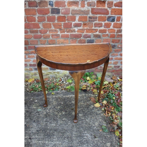 513 - Two reproduction mahogany tray top semi-circular side tables, 29