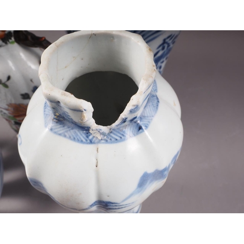 61 - A Chinese porcelain blue and white cylinder vase, 10