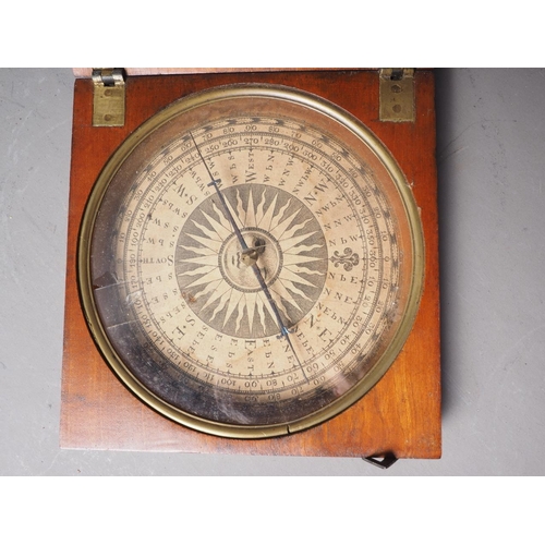 89 - An early 19th century compass, in hardwood box, 5 3/4