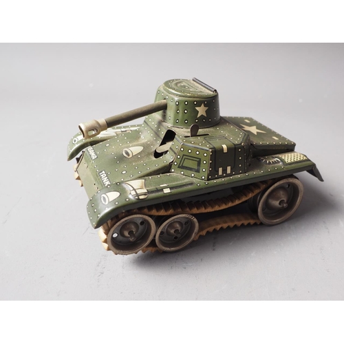 134 - A mid 20th century tin-plate model Gama Tank, 5 1/8