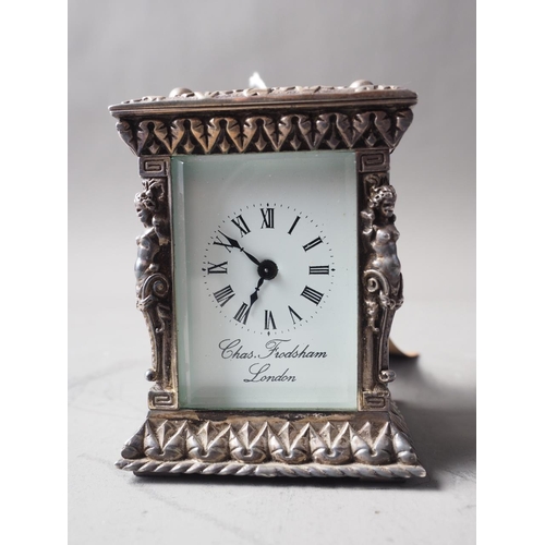 263 - A commemorative Silver Jubilee miniature silver relief cased carriage clock by Charles Frodsham, Lon... 