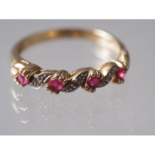 283 - Five 9ct gold dress rings, 11.65g, an 18ct gold, ruby and diamond dress ring, 4.1g, a silver gilt ch... 