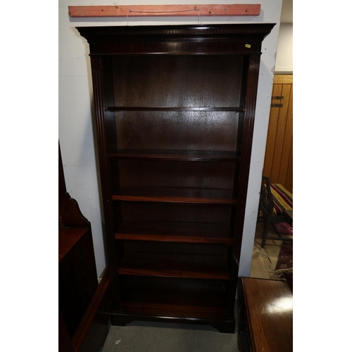 493 - A mahogany open bookcase with fluted sides, 36