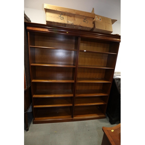 494 - A pair of Grange cherrywood open bookcases with fittings for corner installation, 72